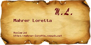 Mahrer Loretta névjegykártya